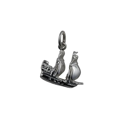 Silver 15x19mm man of war frigate Pendant or Charm