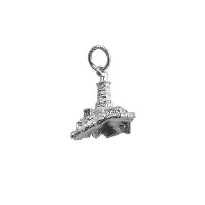 Silver 15x16mm lighthouse and rock charm