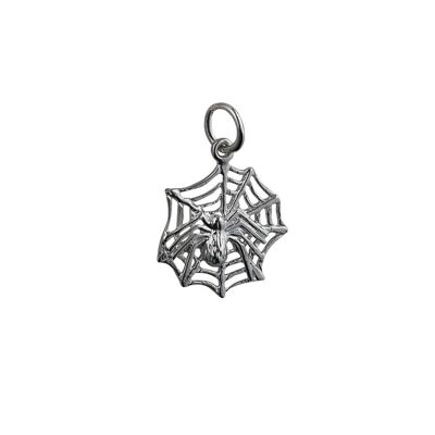 Silver 17x16mm Spider on Webb Pendant or Charm
