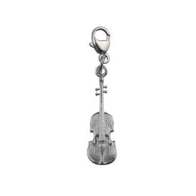 Silver 21x7mm Violin Charm on a lobster clasp