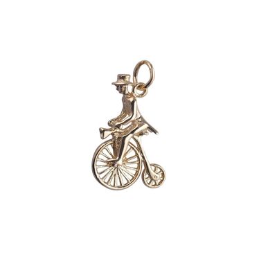 9ct 22x15mm Penny Farthing with rider in top hat Charm