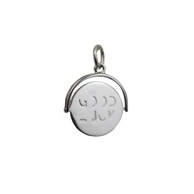 Silver 15x16mm round Good Luck spinning disc Charm