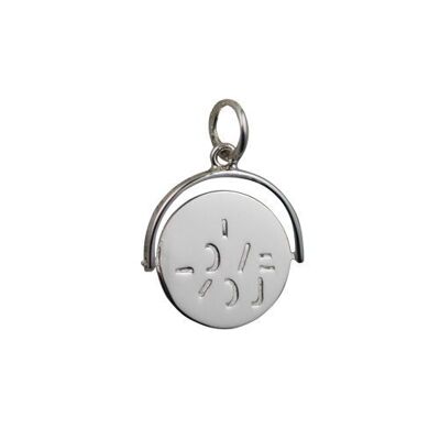 Silver 15x16mm round I Love You spinning disc Charm
