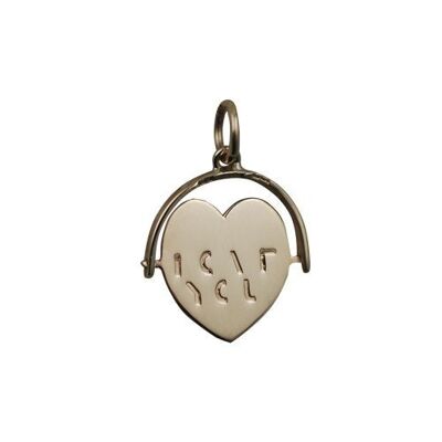 9ct 16x16mm I Love You heart spinning disc Charm