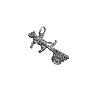 Silver 28x12mm moveable Horse and Cart Pendant or Charm