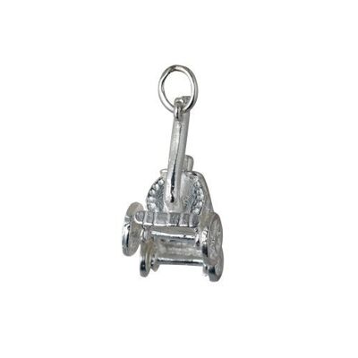 Silver 28x12mm moveable traction engine Charm