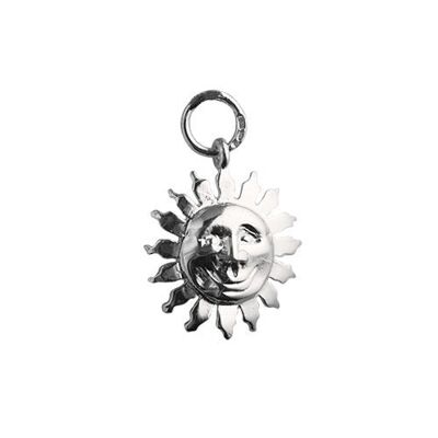 Silver 15mm face of the sun smile Pendant or Charm