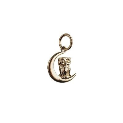 9ct 16x10mm Owl and moon charm