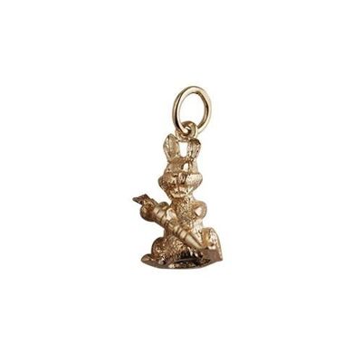 9ct 16x9mm Rabit with a Carrot Pendant or Charm