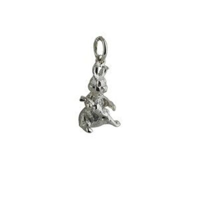 Silver 16x9mm Rabit with a Carrot Pendant or Charm