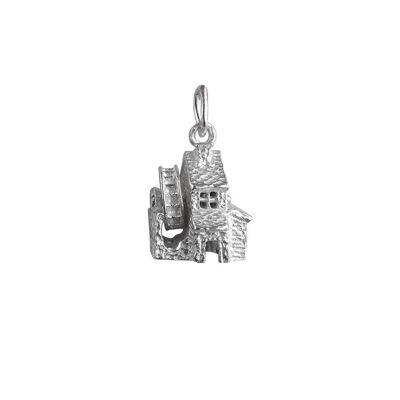Silver 14x11mm moveable Water mill Charm