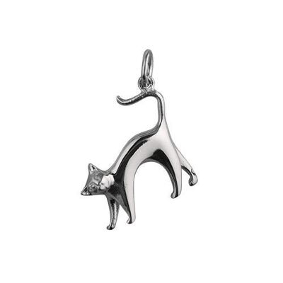 Silver 23x21mm Cat Pendant or Charm