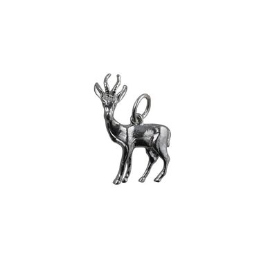 Silver 22x17mm Antelope Pendant or Charm