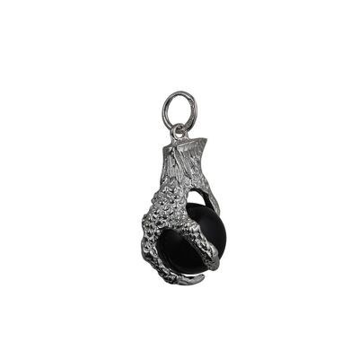 Silver 20x13mm Hand of God Eagles Claw Onyx ball Pendant or Charm