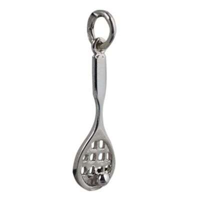 Silver 23x8mm tennis racket with ball Charm