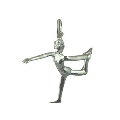 Silver 22x20mm Standing bow pulling Pose Yoga position Pendant or Charm