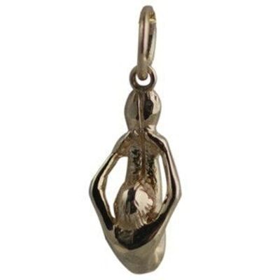 9ct 15x7mm intense stretch of the west Yoga position Pendant or Charm