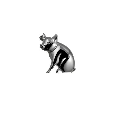 Silver 24x25mm Pig Brooch