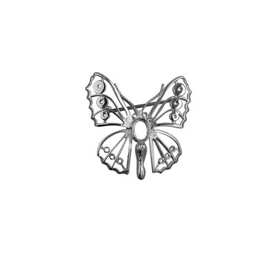 Silver 32x31mm Butterfly Brooch