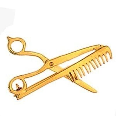 9ct 35x22mm Scissors and Comb Brooch