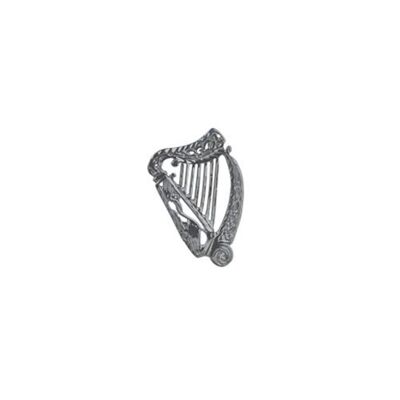 Silver 29x19mm plain Irish Harp Brooch