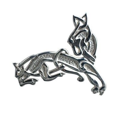 Silver 33x34mm Celtic animal Brooch