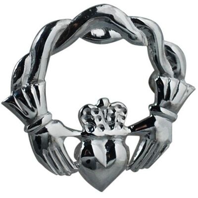 Silver 28x30mm twisted cord top Claddagh Brooch