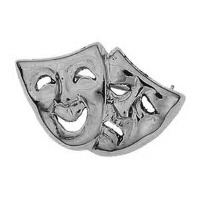 Silver 22x33mm Comedy and Tragedy Brooch