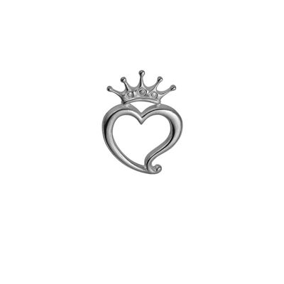 Silver 24x32mm Luckenbooth Heart and Crown Brooch