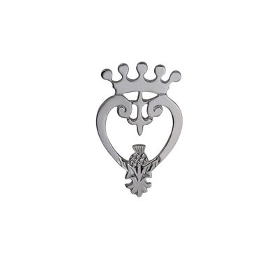 Silver 44x27mm Luckenbooth Heart and Crown Brooch