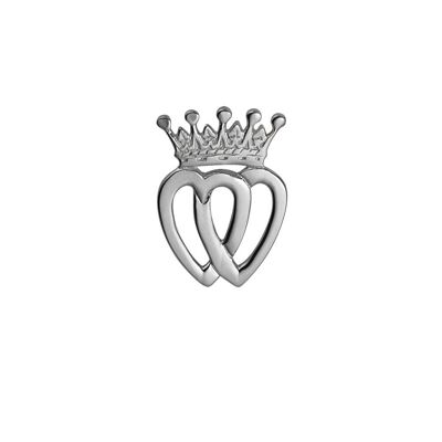 Silver 33x23mm Luckenbooth double Heart and Crown Brooch