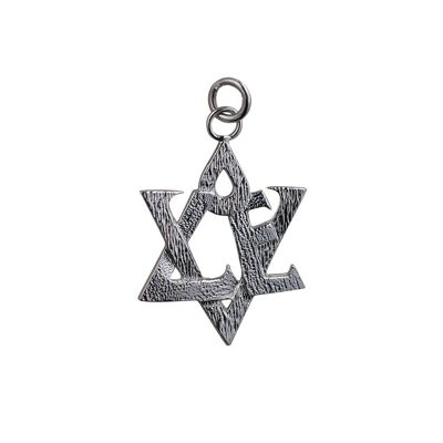 Silver 31x27mm Star of David with the word Love Pendant