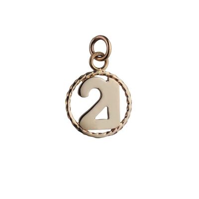9ct 17mm Number 21 in a twisted wire circle Pendant or Charm