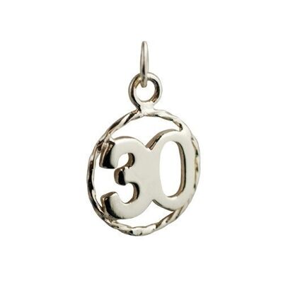 9ct 17mm Number 30 in a twisted wire circle Pendant or Charm