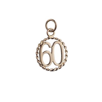 9ct 16mm Number 60 in a twisted wire circle Pendant or Charm