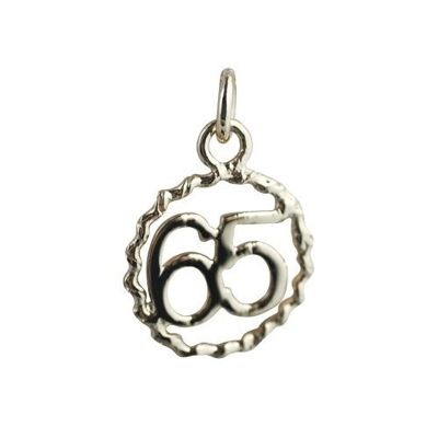 9ct 18mm Number 65 in a twisted wire circle Pendant or Charm