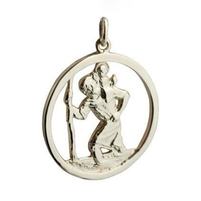 9ct 30mm round cut out St Christopher Pendant