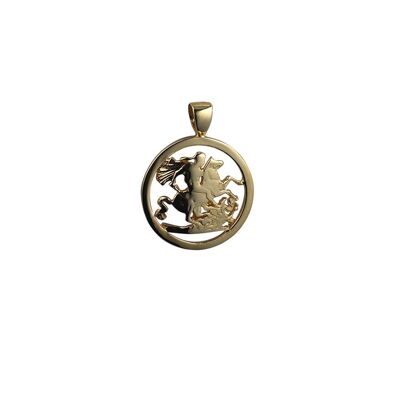 9ct Gold 20mm round Saint George and the Dragon Pendant