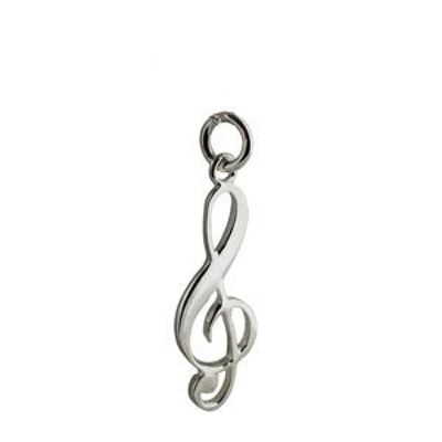 Silver 27x11mm plain G Cleff Pendant