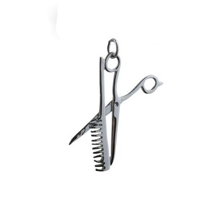 Silver 35x20mm Scissors & comb Pendant