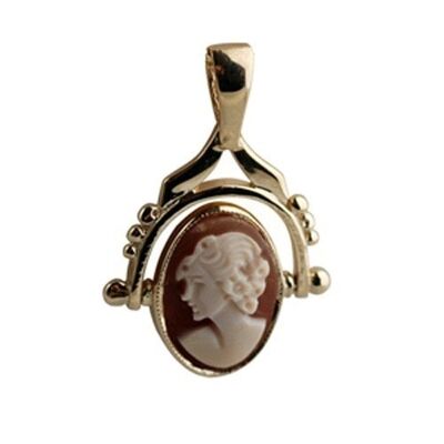 9ct 29x20mm 2 stone Cameo Spinning Fob Pendant