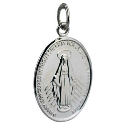 9ct white 20x16mm Miraculous medal Pendant