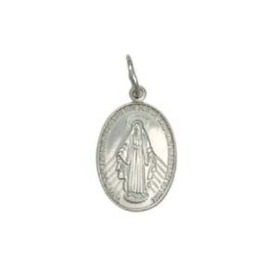 9ct white 16x11mm Miraculous medal Pendant