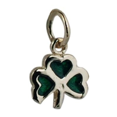 9ct 9x9mm Shamrock with green cold cure enamel Charm