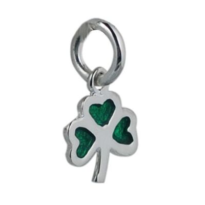 Silver 9x9mm Shamrock with green cold cure enamel Charm