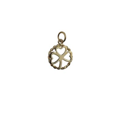 9ct 14mm Shamrock in twisted wire circle Pendant