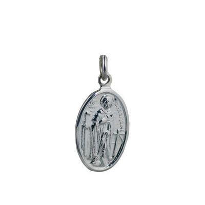 Silver 21x14mm oval St Perigrine Pendant