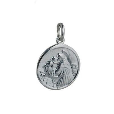 Silver 18mm round St Anthony of Padua Pendant