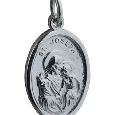 Silver 21x15mm oval St Joseph Pendant