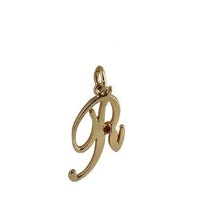 9ct 26x14mm plain Ruby set Palace script Initial R Pendant